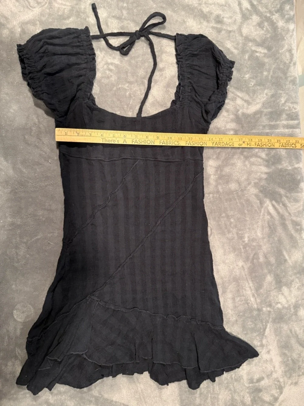 Free People Endless Summer Elle Mini Dress size S Black Puff Sleeve - Picture 3 of 10